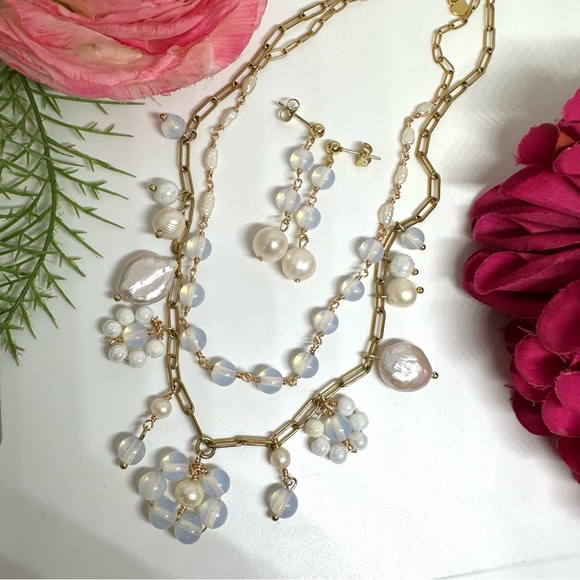 NEW⚜️Opalite & Freshwater Pearl Beaded Necklace - Picture 5 of 7